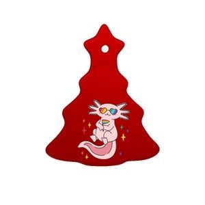 LGBTQ Pride Axolotl Rainbow Flag Ceramic Tree Ornament