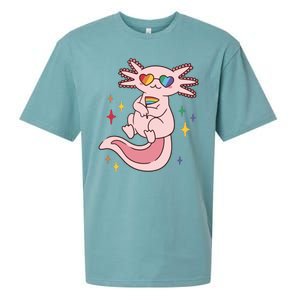 LGBTQ Pride Axolotl Rainbow Flag Sueded Cloud Jersey T-Shirt