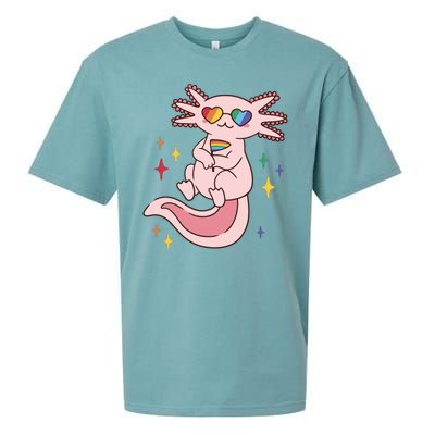 LGBTQ Pride Axolotl Rainbow Flag Sueded Cloud Jersey T-Shirt