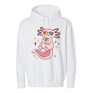 LGBTQ Pride Axolotl Rainbow Flag Garment-Dyed Fleece Hoodie