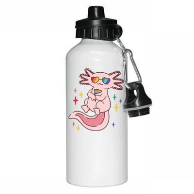 LGBTQ Pride Axolotl Rainbow Flag Aluminum Water Bottle