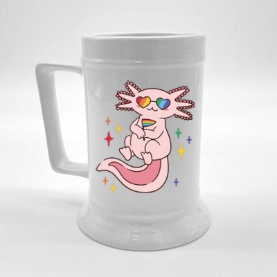 LGBTQ Pride Axolotl Rainbow Flag Beer Stein