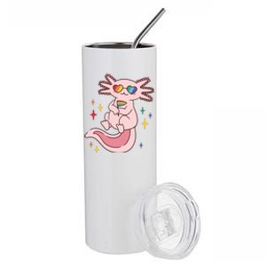 LGBTQ Pride Axolotl Rainbow Flag Stainless Steel Tumbler