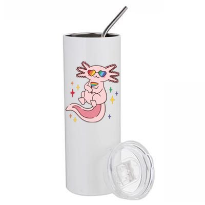 LGBTQ Pride Axolotl Rainbow Flag Stainless Steel Tumbler