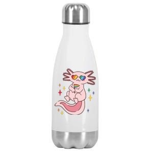 LGBTQ Pride Axolotl Rainbow Flag Stainless Steel Insulated Water Bottle