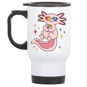 LGBTQ Pride Axolotl Rainbow Flag Stainless Steel Travel Mug