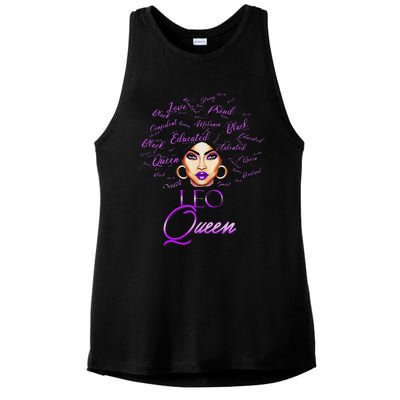 Leo Purple Afro Queen Black Zodiac Birthday Ladies PosiCharge Tri-Blend Wicking Tank