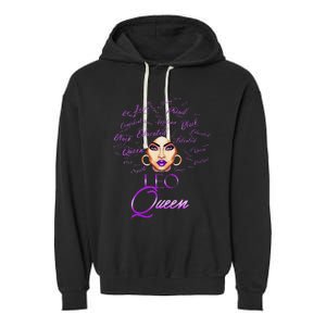 Leo Purple Afro Queen Black Zodiac Birthday Garment-Dyed Fleece Hoodie