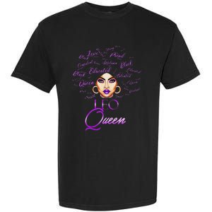 Leo Purple Afro Queen Black Zodiac Birthday Garment-Dyed Heavyweight T-Shirt