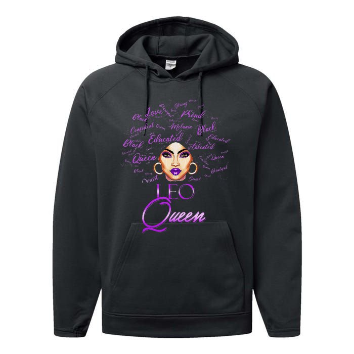 Leo Purple Afro Queen Black Zodiac Birthday Performance Fleece Hoodie