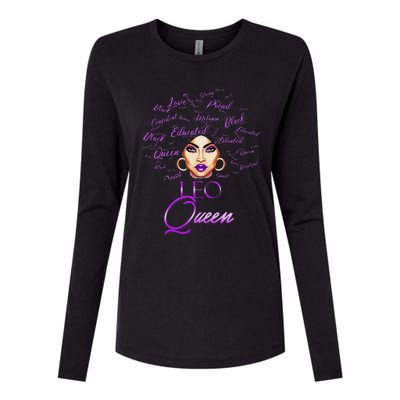 Leo Purple Afro Queen Black Zodiac Birthday Womens Cotton Relaxed Long Sleeve T-Shirt