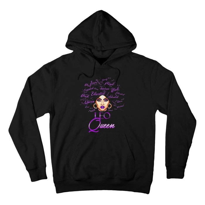 Leo Purple Afro Queen Black Zodiac Birthday Hoodie