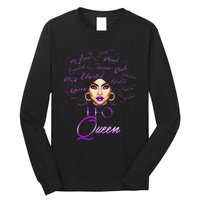 Leo Purple Afro Queen Black Zodiac Birthday Long Sleeve Shirt