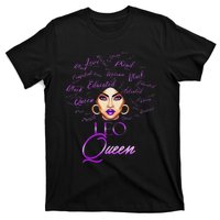 Leo Purple Afro Queen Black Zodiac Birthday T-Shirt