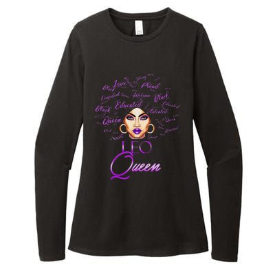 Leo Purple Afro Queen Black Zodiac Birthday Womens CVC Long Sleeve Shirt