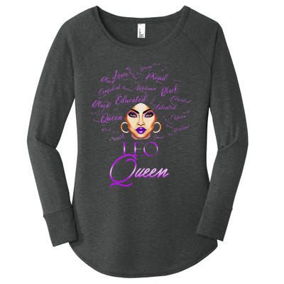 Leo Purple Afro Queen Black Zodiac Birthday Women's Perfect Tri Tunic Long Sleeve Shirt