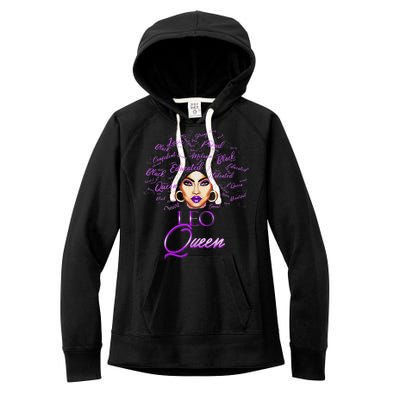 Leo Purple Afro Queen Black Zodiac Birthday Women's Fleece Hoodie