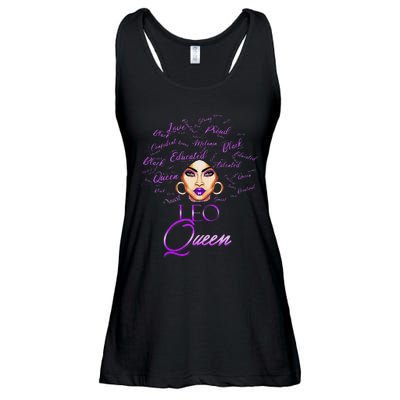 Leo Purple Afro Queen Black Zodiac Birthday Ladies Essential Flowy Tank