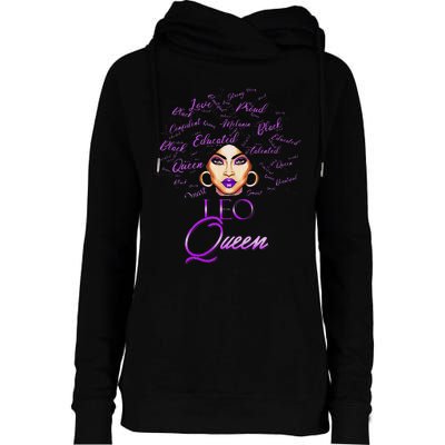 Leo Purple Afro Queen Black Zodiac Birthday Womens Funnel Neck Pullover Hood