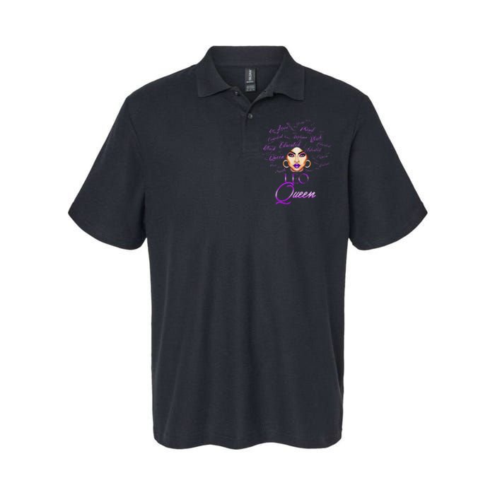 Leo Purple Afro Queen Black Zodiac Birthday Softstyle Adult Sport Polo