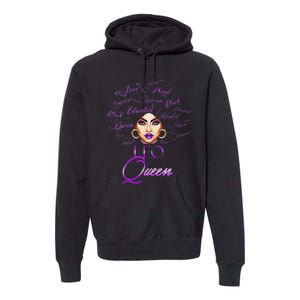 Leo Purple Afro Queen Black Zodiac Birthday Premium Hoodie