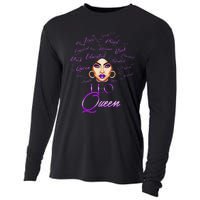 Leo Purple Afro Queen Black Zodiac Birthday Cooling Performance Long Sleeve Crew