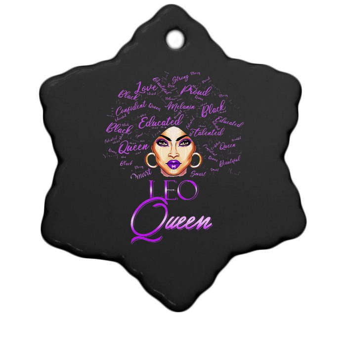 Leo Purple Afro Queen Black Zodiac Birthday Ceramic Star Ornament