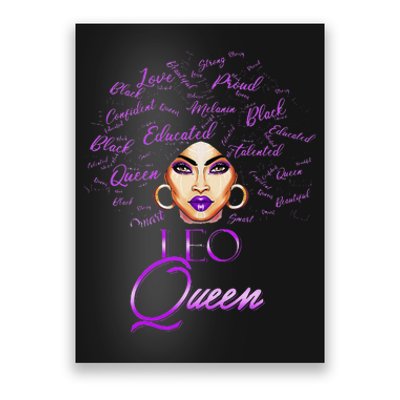 Leo Purple Afro Queen Black Zodiac Birthday Poster