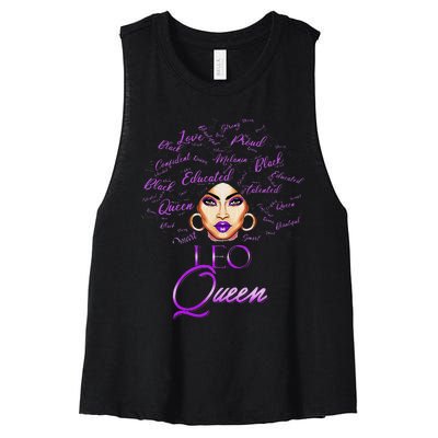 Leo Purple Afro Queen Black Zodiac Birthday Women's Racerback Cropped Tank