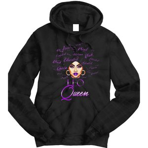 Leo Purple Afro Queen Black Zodiac Birthday Tie Dye Hoodie