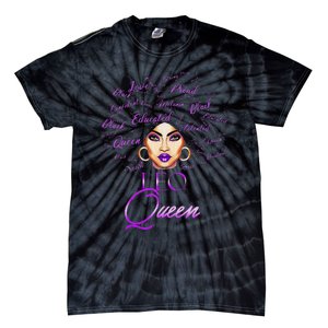 Leo Purple Afro Queen Black Zodiac Birthday Tie-Dye T-Shirt