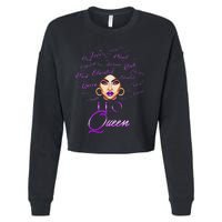 Leo Purple Afro Queen Black Zodiac Birthday Cropped Pullover Crew