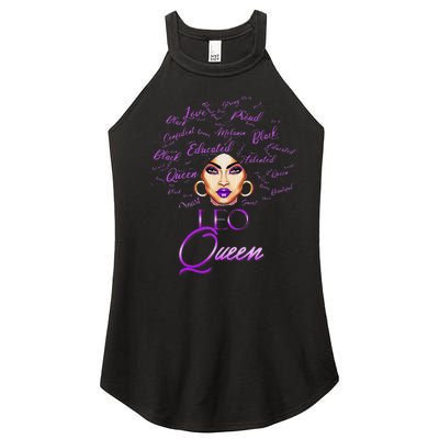 Leo Purple Afro Queen Black Zodiac Birthday Women's Perfect Tri Rocker Tank