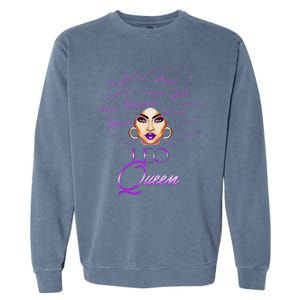 Leo Purple Afro Queen Black Zodiac Birthday Garment-Dyed Sweatshirt