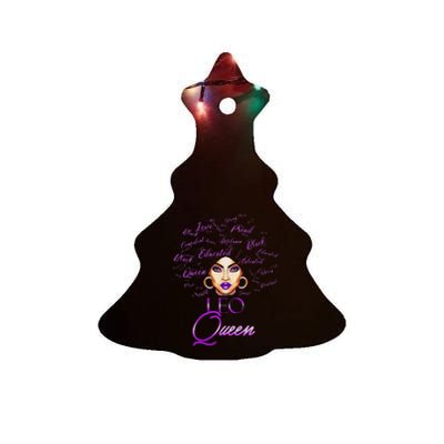 Leo Purple Afro Queen Black Zodiac Birthday Ceramic Tree Ornament