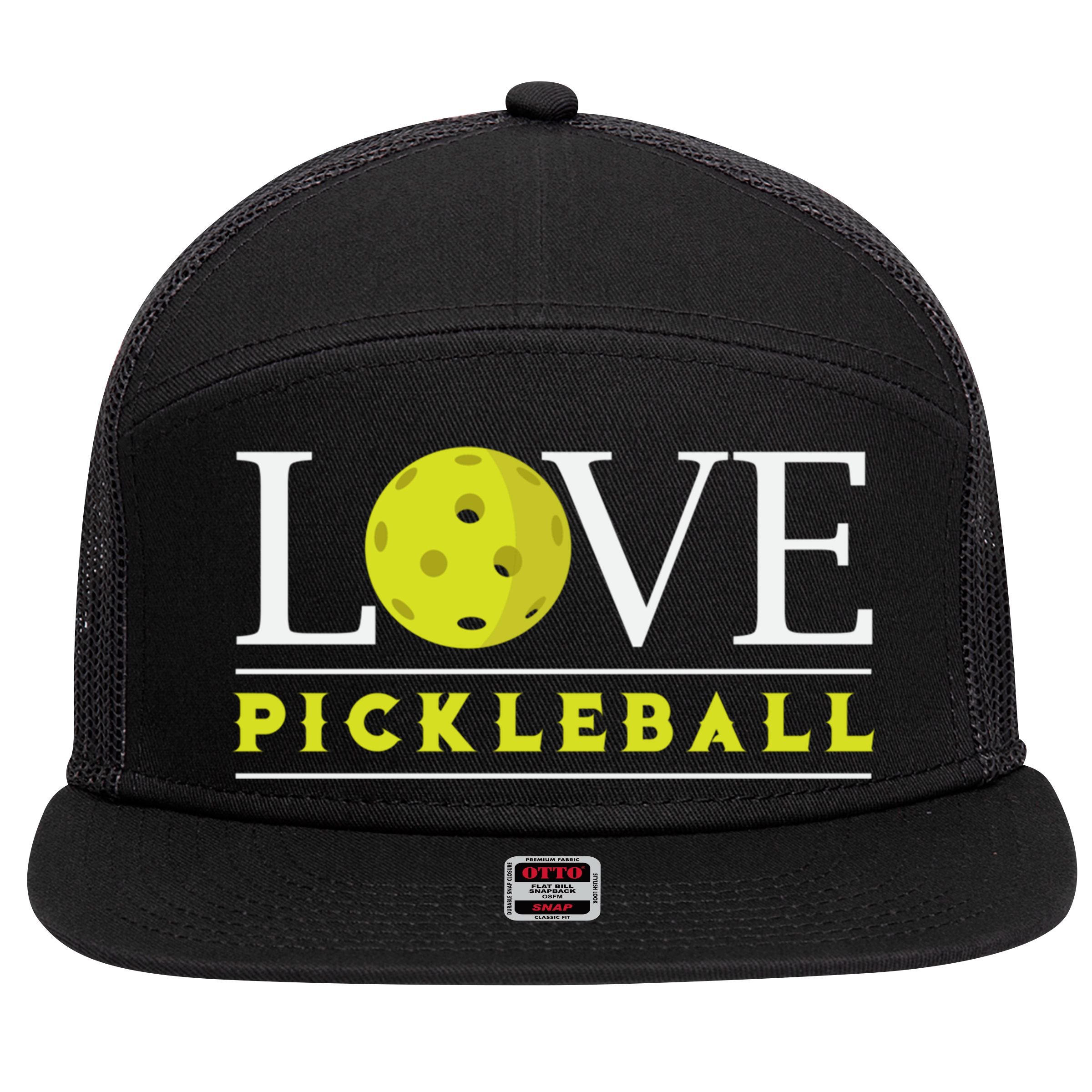 Love Pickleball Apparel Pickleball Player Funny Gift 7 Panel Mesh Trucker Snapback Hat
