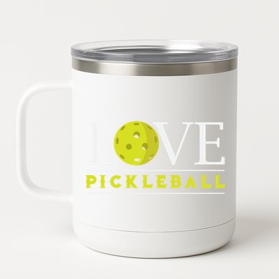 Love Pickleball Apparel Pickleball Player Funny Gift 12 oz Stainless Steel Tumbler Cup