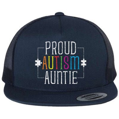 Love Proud Autism Auntie Autistic Autism Awareness Aunt Flat Bill Trucker Hat