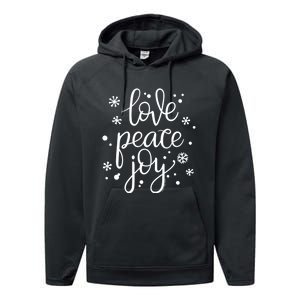 Love Peace And Joy Pretty Holiday Christmas Performance Fleece Hoodie