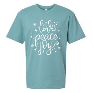 Love Peace And Joy Pretty Holiday Christmas Sueded Cloud Jersey T-Shirt