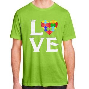 Love Puzzles Autism Awareness Heart Puzzle Tee Adult ChromaSoft Performance T-Shirt