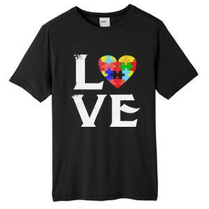 Love Puzzles Autism Awareness Heart Puzzle Tee Tall Fusion ChromaSoft Performance T-Shirt