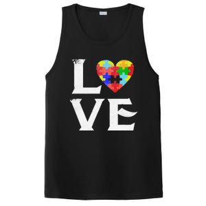 Love Puzzles Autism Awareness Heart Puzzle Tee PosiCharge Competitor Tank