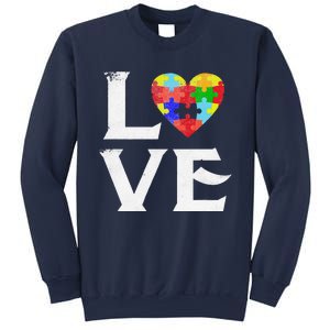 Love Puzzles Autism Awareness Heart Puzzle Tee Sweatshirt