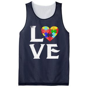 Love Puzzles Autism Awareness Heart Puzzle Tee Mesh Reversible Basketball Jersey Tank