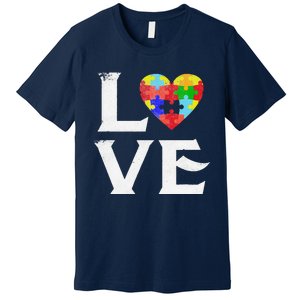 Love Puzzles Autism Awareness Heart Puzzle Tee Premium T-Shirt