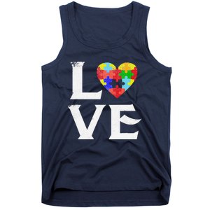 Love Puzzles Autism Awareness Heart Puzzle Tee Tank Top