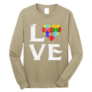 Love Puzzles Autism Awareness Heart Puzzle Tee Long Sleeve Shirt