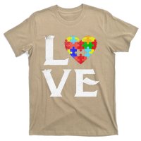 Love Puzzles Autism Awareness Heart Puzzle Tee T-Shirt