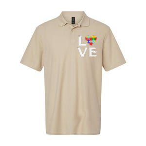 Love Puzzles Autism Awareness Heart Puzzle Tee Softstyle Adult Sport Polo